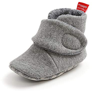 MK MATT KEELY Baby Jungen Mädchen Baumwolle Booties Neugeborenen Weiche Sohle Winterschuhe Unisex Warme Fleece Stiefel für Kleinkinder,Grau Stil 1,0-6 Monate