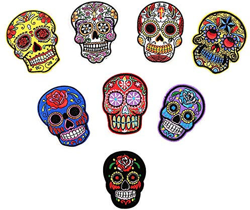 8Skull Aufnäher zum Aufbügeln Aufnäher Patches Erwachsene Punk Schädel Aufnäher Kinder Mädchen Jungen Bestickte Patches Selbstklebend für DIY Patches zum Aufbügeln Patch Sticker Jeans Kleidung Patches