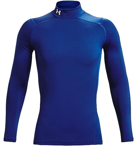 Under Armour Men's ColdGear Armour Comp Mock, Dual-Layer Fabric Men's Top with Ultra-Warm Interior, Base Layer for Running, Cycling and Cold Weather Pursuits,Royal / / White,MD