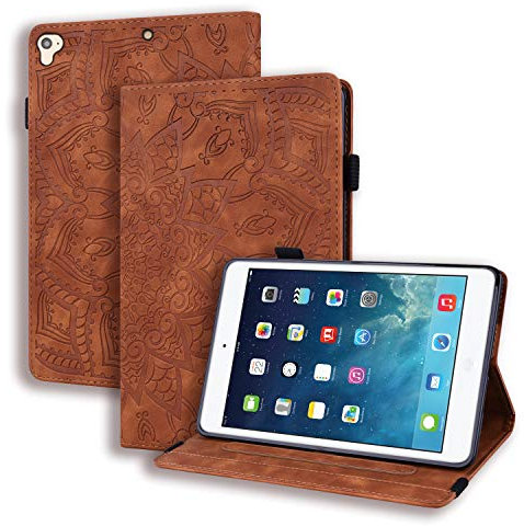 Hülle für iPad 9.7 Zoll 2018/2017 (iPad 6./5. Generation ) Schutzhülle PU Leder Folio Cover Case Klapphülle mit Stifthalter Kartentasche,auch für iPad Air 2/Air 1 Tablette,Braun