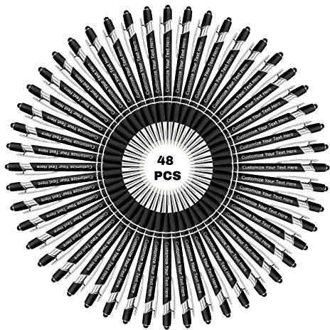 XJone Personalisierte Kugelschreiber mit Gravur Name Logo Nachricht, 48 Stück Personalisierbarer Metall Stifte, Personalisierte Geschenke für Geburtstage, Promotionen (Schwarze Tinte)