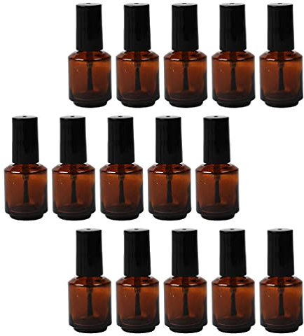 Lurrose 15pcs Nail Polish Bottles Empty Nail Holder Vials Containers with Brush Cap Glass Nail Polish Bottles 15ml