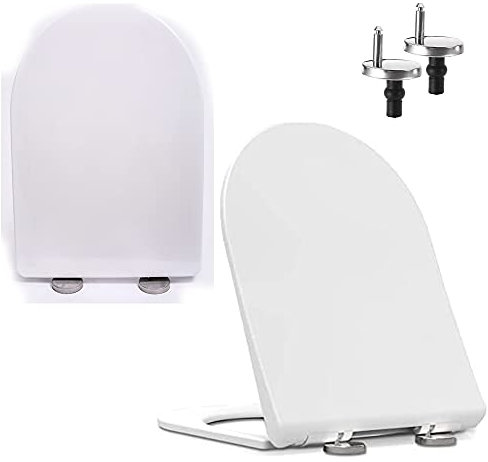 Sedile Toliet, Sedile del Water Copriwater Universale a sgancio rapido, in materiale antibatterico, con coperchio a forma di D, cerniere in acciaio inox a doppia chiusura