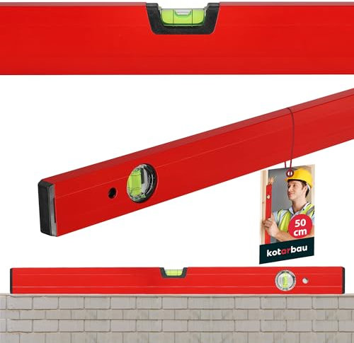 KOTARBAU® Niveau de construction en aluminium rouge 50 cm | Niveau A Bulle rouge | Niveau Bulle rouge | Niveaux A Bulle Rouges | Petit Niveau A Bulle Rouge |Niveau A Bulle de construction |Niveau long