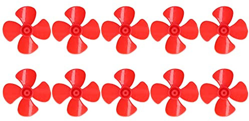 10 Stücke Propeller 4 Blätter Starker Wind Modellbau Luftschrauben Langlebige Materialien Leichte Windkraftanlage Generator 40mm DIY Spielzeugauto Propeller(rot)