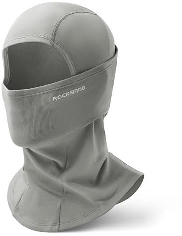 ROCKBROS Sturmhaube Herbst/Winter Thermo Balaclava für Outdoorsports Radfahren Skifahren Snowboard Reflektierend Winddicht Anti-Staub Atmungsaktiv Einheitsgröße für Damen Herren Hellgrau