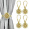 Magnetische Kristall Blume Vorhang Raffhalter,Dehnbare Vorhang Raffhalter Schnalle mit Federseil Dekorative Vorhanghalter Gardinenhalter Fensterdeko für Home Büro (4 Stück, Gold)
