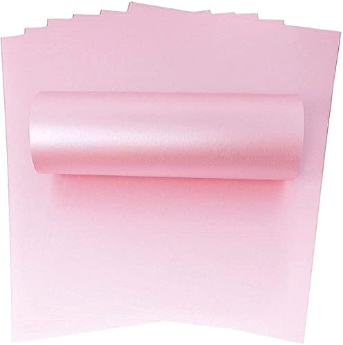 Syntego Lot de 50 feuilles de papier cartonné décoratif double face A4 Rose poudré nacré 300 g/m²