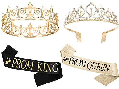 Saintrygo Kronen für Abschlussballkönigin und König, 2025 Grad Krone, Stirnbänder für Erwachsene, Halloween, Hochzeit, Cosplay (4 Stück, anmutiger Stil)