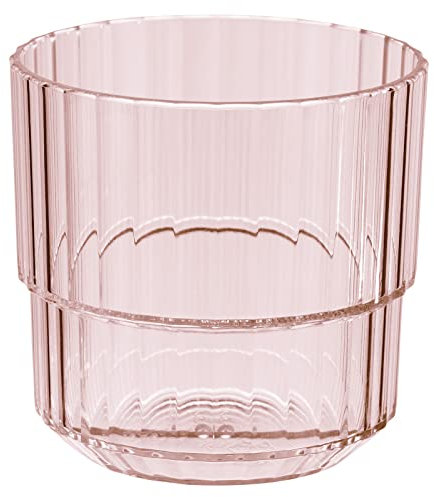APS Bicchiere in plastica Tritan di alta qualità con 0,22 litri, senza BPA, impilabile, infrangibile, riutilizzabile, lavabile in lavastoviglie, 220 ml, rosa chiaro