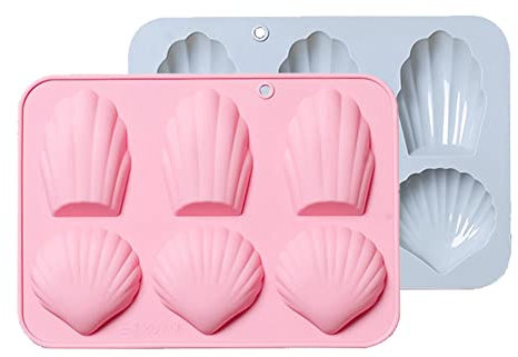 CANDeal 2 Pièces Moules à Gelée en Silicone Coquillage 6 Cavités, Moules De Cuisson Antiadhésifs Madeleine, Moules à Glace, Moules à Gelée, Moules à Biscuits