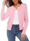 VOTEPRETTY Strickjacke Schwarz Damen Kurz Sommer Cardigan Leicht Langarm Jersey Strickmantel Herbst