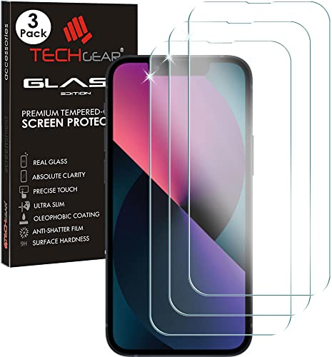 TECHGEAR [3 Pack GLASS Edition for iPhone 14 Plus 6.7, Tempered Glass Screen Protectors Cover [2.5D Round Edge] [9H Hardness] [Crystal Clarity] [Scratch-Resistant] [No-Bubble]