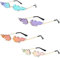 4 Stück Flame Fashion Sonnenbrillen, Flammenbrille Rahmenlose Sonnenbrillen, Creative Flamme Form Brillen Unisex, Randlos Welle Sonnenbrille Mode, Persönlichkeit für Party Strand Draussen