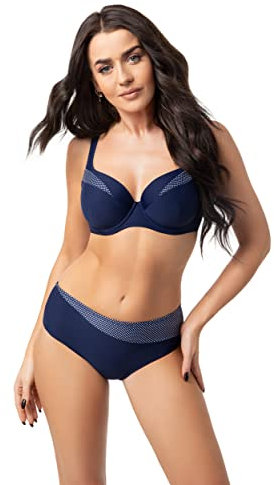 Selente My Secret D7319 Costume Mare/Piscina Donna a 2 Pezzi con Ferretti e Coppe differenziate, Blu Pois, 5G