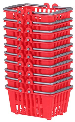 STOBOK STOBOK 10 Mini-Einkaufskorb -Supermarktkörbe -Einkaufskörbe Mit Griff Für Desktop-Dekoration Einkaufskorb Klein Einkaufskorb Miniaturmodell(Rot)