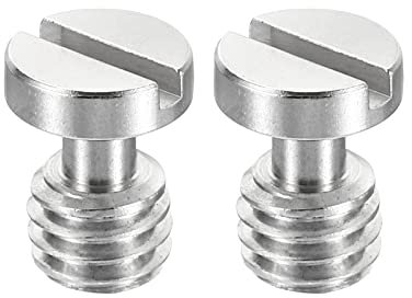 PATIKIL 3/8-16 Thread 16mm Length Camera Quick Release Screw Tripod Screw, 2 Pack Stainless Steel Flat Slot Screws for DSLR Camera Rig Accessories, Silver