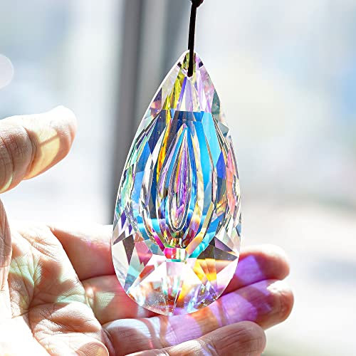 Hängender Kronleuchter, Kristalle, Prismen, Sonnenfänger für Fenster, Ornament, Kronleuchter, Teile, Regenbogenmacher für Zuhause, Garten, Dekoration, 89 mm (Crystal AB)