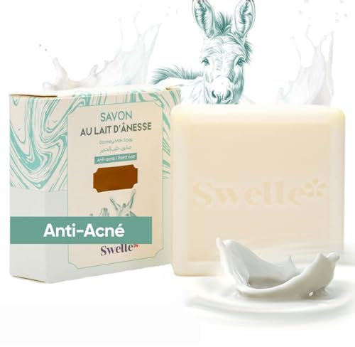 SWELLE Eselsmilchseife 100 gr Duschbrocken 1 Stück Gesciht Körper Handseife fest, Soap Bar | Gesichtsseife Alle Hauttypen,Seifenstück Männer und Damen - Kann wie Ziegenmilchseife verwendet werden