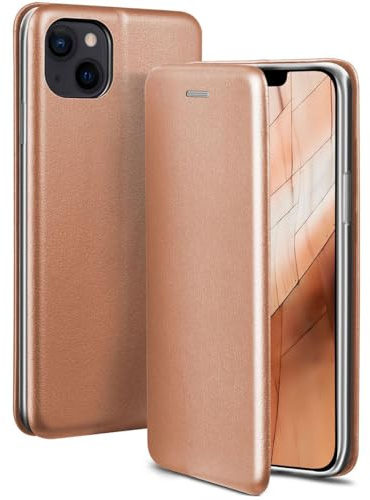 ONEFLOW Business Case für iPhone 14 Plus Handyhülle klappbar mit Standfunktion, Klapphülle Flipcase Cover Dünn, PU Leder Hülle mit Kartenfach, 360 Grad Schutzhülle, Rosegold