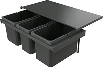 Naber 8013393 Abfallsammler Cox Stand-UP® 280 S/800-3, anthrazit, 44 (2x16/1x12) Liter / 80 cm Schrankbreite