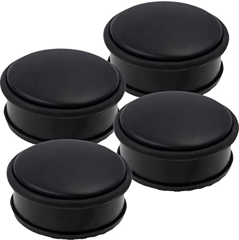 HRB Türstopper Edelstahl schwarz massiv 1 Stück - Schwerer Türstopper Boden mit modernen Design, Door Stopper versehen mit Gummiring zum Schutz der Türen