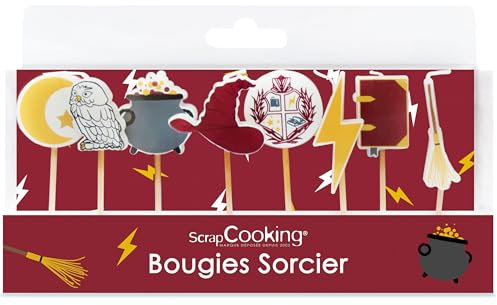 ScrapCooking - 8er-Set Kerzen Wizards - Dekoration aus Holz und Paraffin für Kuchen - Kerzen Tortendeko Kuchendeko - Geburtstagskerzen - Magie Zauberer Halloween - 5061