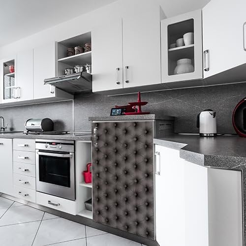 Sticker réfrigérateur et lave vaisselle, capiton gris style moderne déco, 75 cm X 49 cm