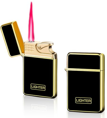 2 Stück Jetflamme Sturmfeuerzeug, Sturmfeuerzeug Gas Nachfüllbar, Coole Feuerzeuge Winddicht, Jet Feuerzeug Gasfeuerzeug für Küche, Grill, Camping