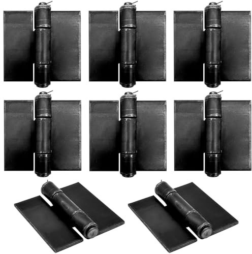 Lot de 8 charnières de portail robustes en acier massif soudé au fer – Charnières papillon en métal de 5 mm d'épaisseur pour portails et portes