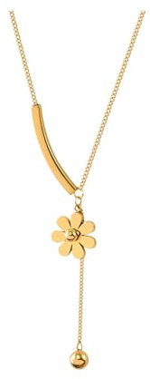 HSAJS Asymmetrische Blumen Anhänger Halskette Glänzende Panzerkette Damen Schmuck Elegant Ykette Minimalistischer Schmuck