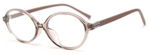 LIGOES Kleine ovale Brillenrahmen TR90 Bürobrille Retro Vintage koreanischer Stil Prescription Eyewears (khaki with clear)