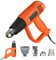 Heat Gun, 2000W Electric Hot Air Gun Kit with 4 Nozzles, Dual Temperature 300℃ / 600℃, Flat Back Stand, Compact Heat Gun Fast Heating for Home Improvement, PVC Pipe Soften (Orange)
