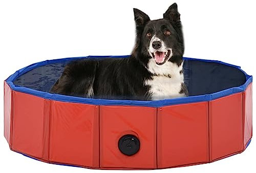 QLDDYC Wohnmöbel Garten Faltbarer Hundepool Rot 80x20cm PVC