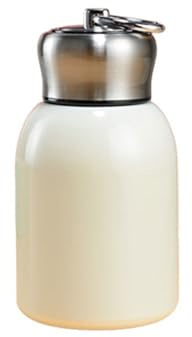 Termo Cafe Pequeño Doble Capa 300ml, Acero Inoxidable 304, 220g, Con Asa De Transporte, Tamaño Compacto, Se Puede Meter En El Bolsillo (Amarillo)