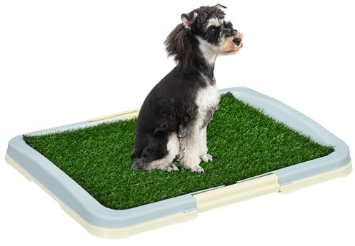 PawHut Toilette per Cani a 3 Strati, Lettiera per Cani e Cuccioli con Prato Sintetico, Griglia e Vassoio Inferiore, 63x48.5cm
