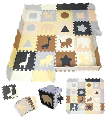 ASENME Tapis de Jeu Puzzle pour bébé XXL 36 pièces, Tapis Puzzle pour Enfants (Crème)