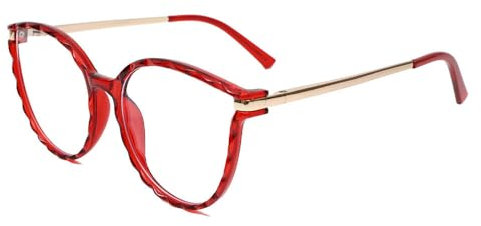 AOOLIA Blaulichtfilter Brille für Damen Herren, TR90 Frame Anti-Blaufilter Brille Computer Gaming Ohne Stärke Brille (Rot)