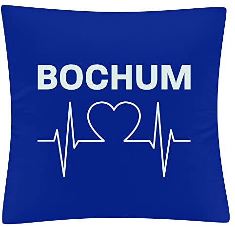 multifanshop Kissenbezug - Bochum - Herzschlag - Druck weiß - Kissen Größe one Size blau