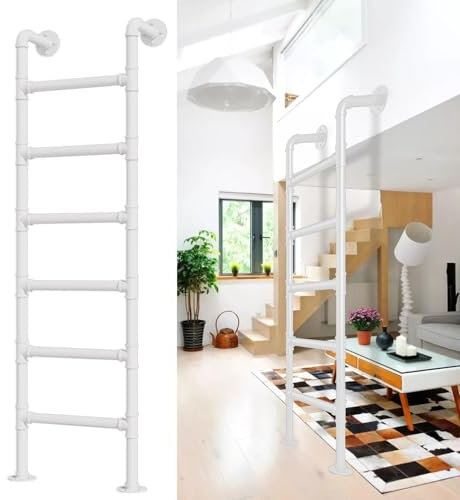 4ft 5ft 6ft 7ft 8ft Floor Standing Bunk Bed Ladder, Entrance Egress Ladder Wrought Iron Window Well Ladders, Liyadolaam Metal Step Ladders for Loft Climbing Ladders, Loads 330lbs(180cm/71in)