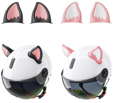 4 Stück Motorradhelm Dekorative Ohren, Katzenohren Motorradhelm Dekorative, Motorradhelm Dekorative, Motorrad Helm Katzenohren Eckdekoration, Motorradhelm Katze Ohren Aufkleber