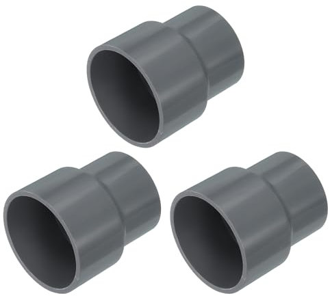 sourcing map 3 Pcs UPVC Reducer Pipe Fitting, 50x40mm PVC Straight Pipe Coupling Adapter Connector for Home Sewer Plumbing Water Line, Grey