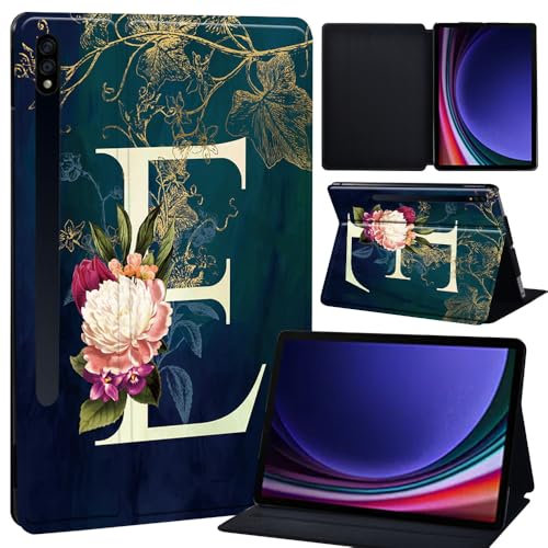 Slim Case for Samsung Galaxy Tab S9 11 Inch 2023 Model (SM-X710/X716/X718),Tab S9 FE 10.9(2023) X510 X516 Lightweight Stand Smart Case Hard Shell for All-New Galaxy Tab S9 Tablet (initial letter E)