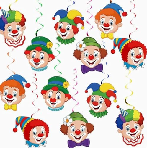 12 Stück Clown Girlande Karneval Luftschlangen Fasching Clown Deko Fasching | Spiral Girlanden Deko Faschingsdeko für Karneval Geburtstag Zirkus Party
