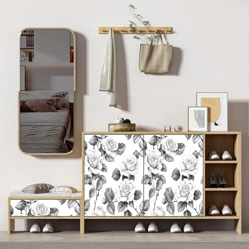 Papier peint 3D Fleurs 44wX1000Lcm, papier peint brique floral auto-adhésif, décoration murale parfaite pour un effet vintage et naturel