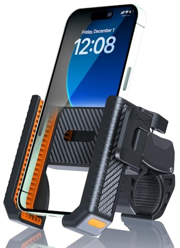 Support Telephone Velo, Porte Téléphone Vélo Universel 360° Rotation Support Telephone Scooter, Porte Téléphone Moto Support Smartphone Velo pour iPhone 16 15 14 Pro Max Plus, 4,7-7 Smartphone