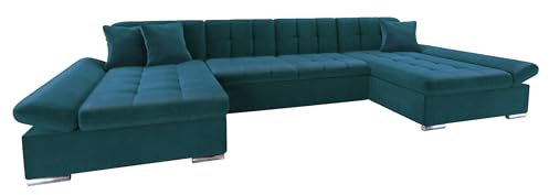 Mirjan24 Ecksofa Alia mit Regulierbare Armlehnen, 2 Bettkasten und Schlaffunktion, U-Form Eckcouch vom Hersteller, Sofa Couch Wohnlandschaft (Magic Velvet 2221)