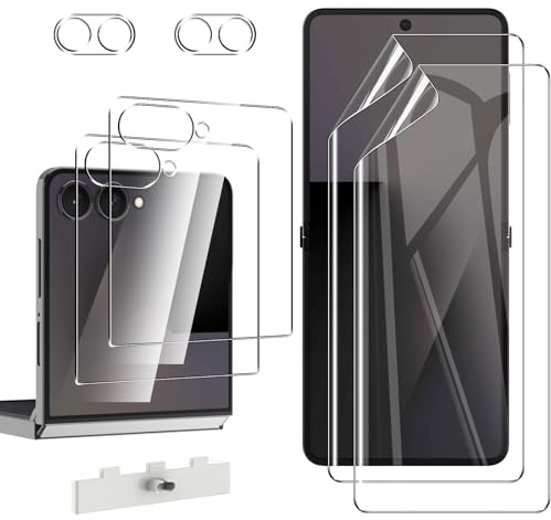 WFTE 2+2+2 Pack Screen Protectors for Samsung Galaxy Z Flip 7/Z Flip7 Tempered Glass Outer+Soft TPU Film Inner,9H Hardness,Anti-Scratch,Bubble-Free Screen Protector Camera Lens for Samsung Flip 7