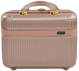 Solier Beauty Case – Kosmetikkoffer mit ABS-Hartschale, Tragegriff und Organizer – Kompakter Schminkkoffer für Reisen (Roségold, 12')