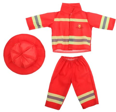HONITANO Puppen Feuerwehrkostüm Satz Mit Helm Und Zubehör Für 43cm Puppen Mädchen Rollenspiel Feuerwehr Verkleidung Für Mottoparty Halloween